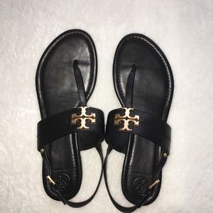 Tory Burch Everly T-Strap Flat Sandal - Perfect Black - Leather